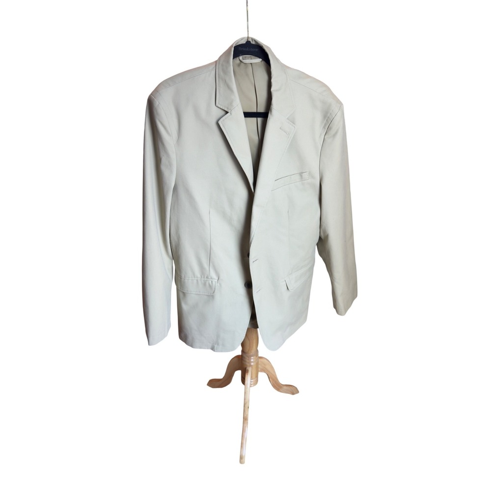 LL Bean Mens Sport Coat Khaki Tan Elbow Patch Blazer Professor Preppy Sz 42R
